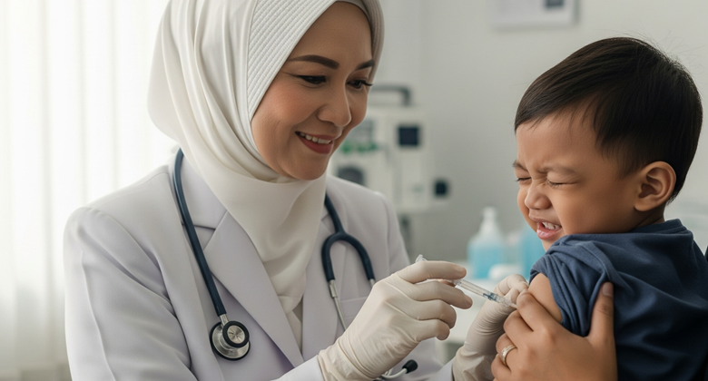 Imunisasi adalah perisai terbaik untuk melindungi anak dari penyakit. Pastikan jadwal imunisasi Si Kecil lengkap agar ia tumbuh sehat, kuat, dan ceria. Jangan tunda, segera konsultasikan dengan dokter